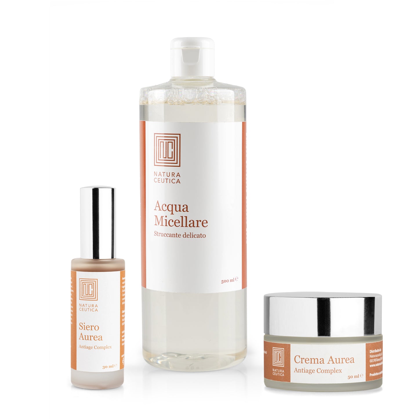 Naturaceutica - Bundle Linea Aurea Antiage - Crema 50 ml + Siero 30 ml + Acqua micellare 500 ml
